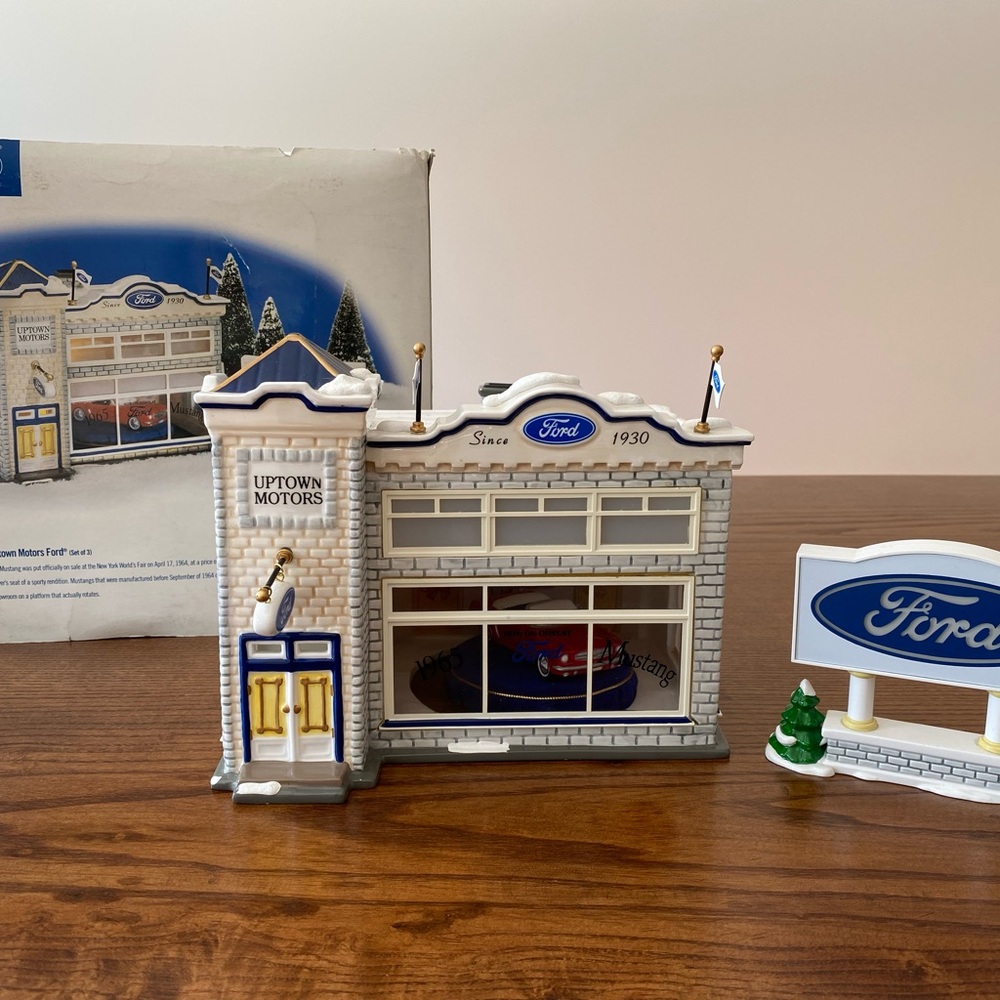 Ford Uptown Motors Holiday Decor with Blue and White Accents